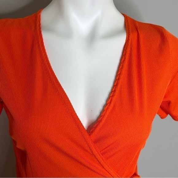 Nasty Gal orange mini wrap dress 8 - Picture 5 of 7